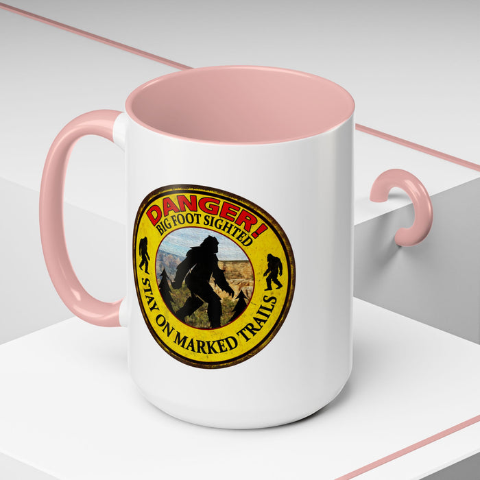 Big Foot Mug Danger Big Foot Sighted - Funny Yeti Gift Accent Coffee Mug (11, 15oz)