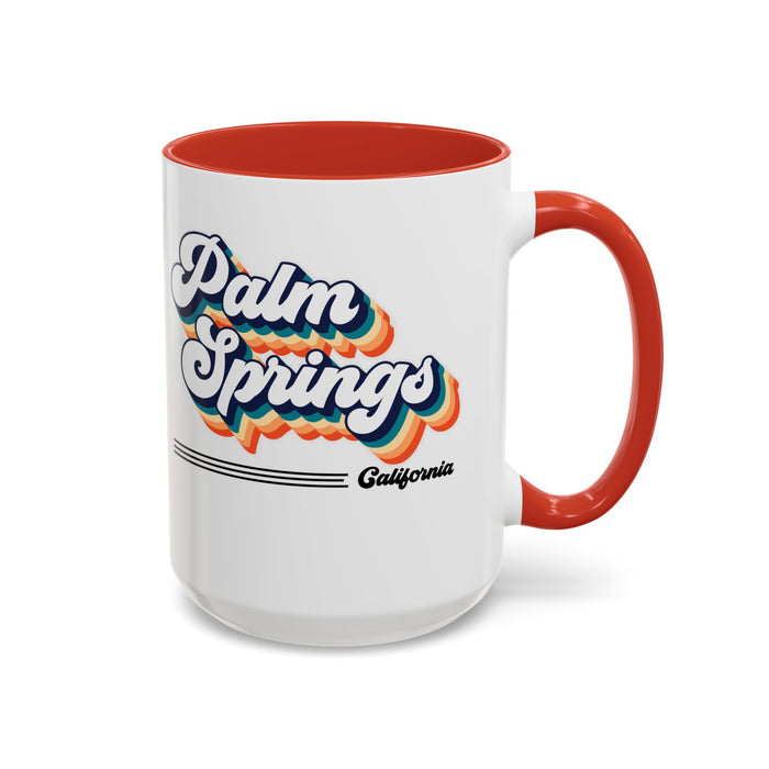 Coffee Mug, Palm Springs Retro 80s Vibe Big Text, Tea Cup, Hot Chocolate Mug, Unique Gift for Palm Spring Lovers, Birthday Gift for Coffee