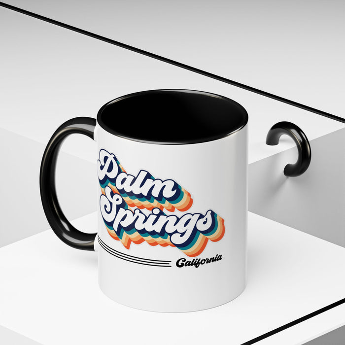 Coffee Mug, Palm Springs Retro 80s Vibe Big Text, Tea Cup, Hot Chocolate Mug, Unique Gift for Palm Spring Lovers, Birthday Gift for Coffee