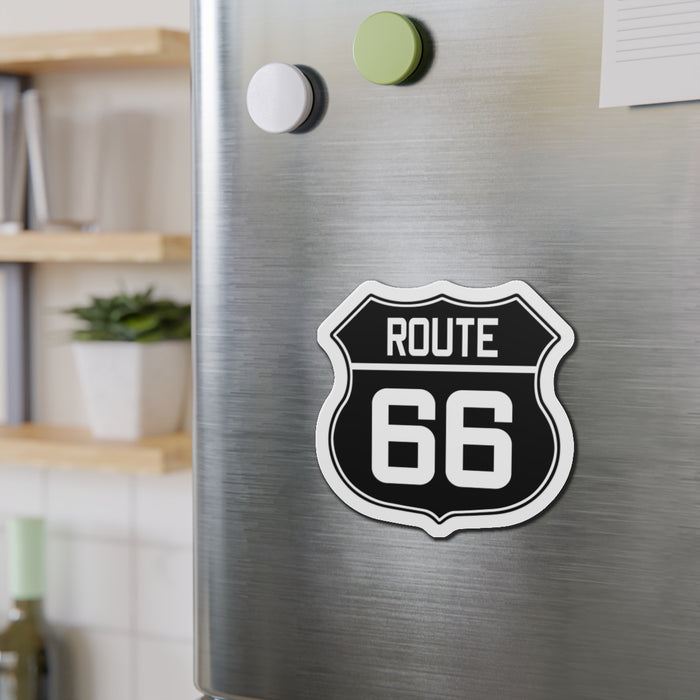 Die-Cut Magnet - Black and White Route 66 Shield
