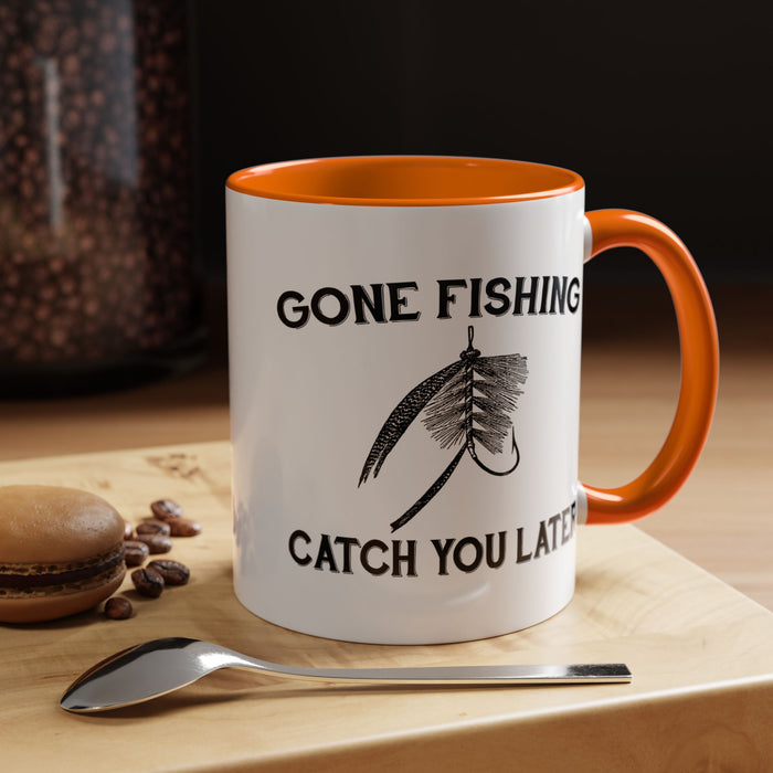 Coffee Mug, Gone Fishing Gift for Dad or Grandpa, Fly Fishing Mug