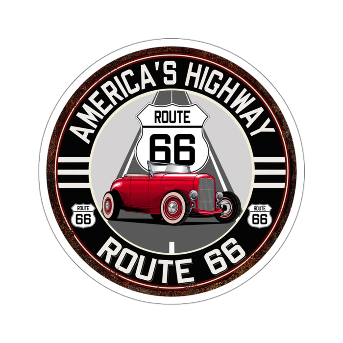 Sticker Vintage America's Highway Route 66 Round Kiss-Cut Stickers