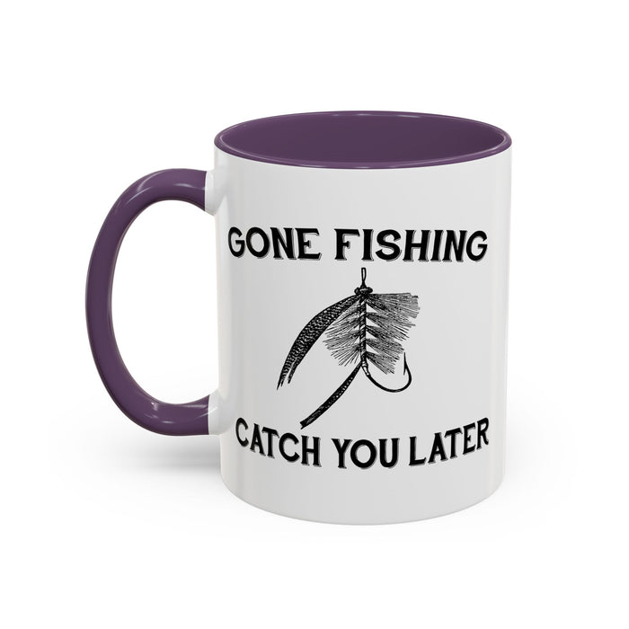 Coffee Mug, Gone Fishing Gift for Dad or Grandpa, Fly Fishing Mug