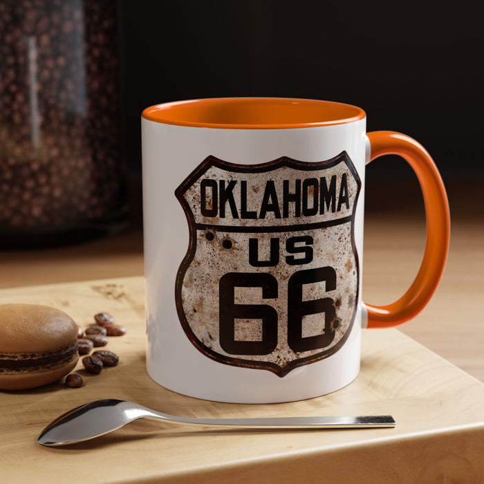 Mug Vintage Rusty Route 66 Highway Shield Oklahoma Route 66 Gift 11oz, 15oz