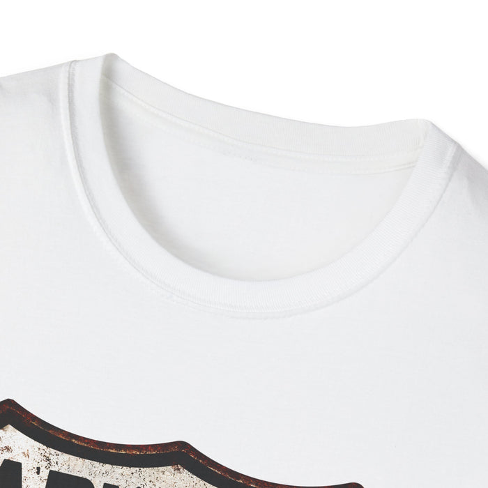 Vintage Arizona Route 66 Tee, Rusty Look with Bullet Holes on Route 66 Shield Unisex Softstyle T-Shirt