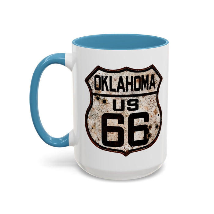 Mug Vintage Rusty Route 66 Highway Shield Oklahoma Route 66 Gift 11oz, 15oz