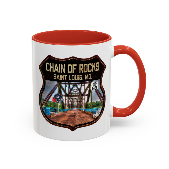Mug Chain of Rocks Bridge Route 66 Shield Illinois 11oz