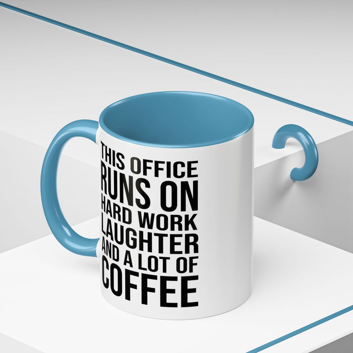 Office Coffee Mug, Runs on Coffee, Gift for him / her, Colleague Mug, Gift Idea for Office Workers, Office Mug, Colleague Gift Mug A0022-002 Accent Coffee Mug (11, 15oz)