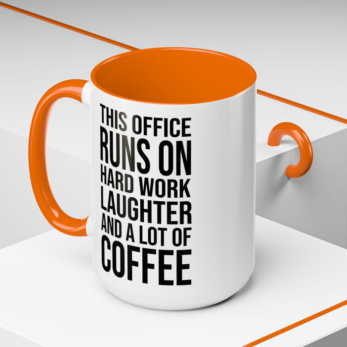 Office Coffee Mug, Runs on Coffee, Gift for him / her, Colleague Mug, Gift Idea for Office Workers, Office Mug, Colleague Gift Mug A0022-002 Accent Coffee Mug (11, 15oz)