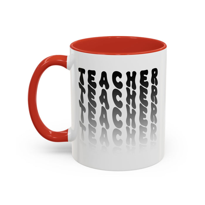 Mug -Teacher in Wavy Black Gradient Text, Gift for Teachers