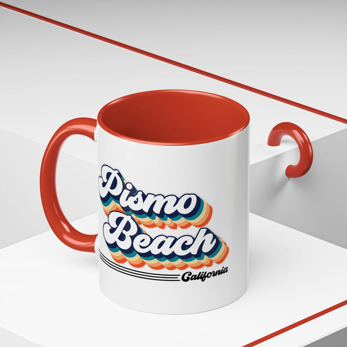 Coffee Mug, Pismo Beach Retro 80s Vibe Big Text, Tea Cup, Hot Chocolate Mug, Unique Gift for Beach Lovers, Birthday Gift for Coffee