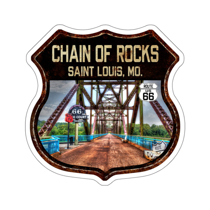 Sticker Chain of Rocks Bridge Route 66 Shield Illinois Kiss-Cut Stickers