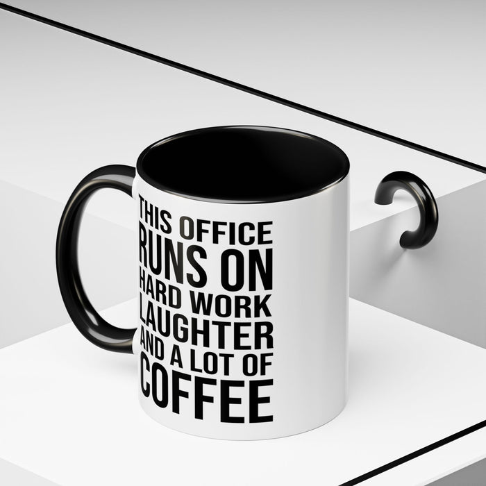 Office Coffee Mug, Runs on Coffee, Gift for him / her, Colleague Mug, Gift Idea for Office Workers, Office Mug, Colleague Gift Mug A0022-002 Accent Coffee Mug (11, 15oz)
