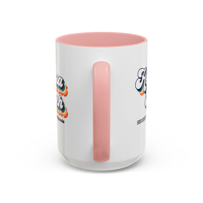 Coffee Mug, Hermosa Beach Retro 80s Vibe Big Text, Tea Cup, Hot Chocolate Mug, Unique Gift for Beach Lovers, Birthday Gift for Coffee
