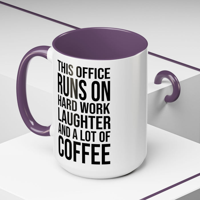 Office Coffee Mug, Runs on Coffee, Gift for him / her, Colleague Mug, Gift Idea for Office Workers, Office Mug, Colleague Gift Mug A0022-002 Accent Coffee Mug (11, 15oz)