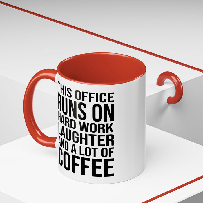 Office Coffee Mug, Runs on Coffee, Gift for him / her, Colleague Mug, Gift Idea for Office Workers, Office Mug, Colleague Gift Mug A0022-002 Accent Coffee Mug (11, 15oz)