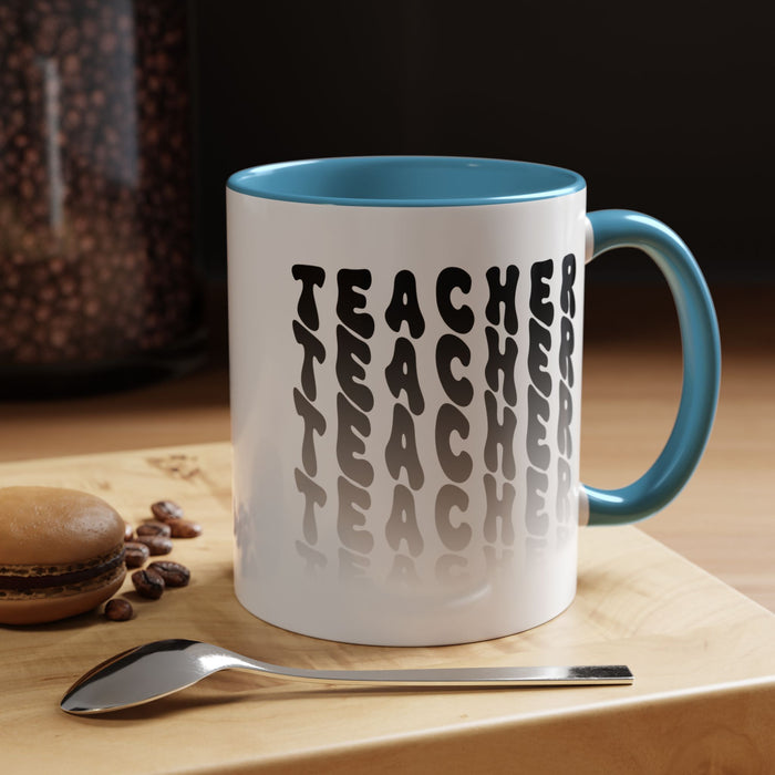 Mug -Teacher in Wavy Black Gradient Text, Gift for Teachers