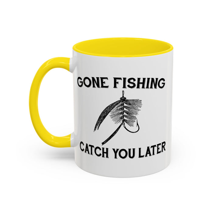 Coffee Mug, Gone Fishing Gift for Dad or Grandpa, Fly Fishing Mug