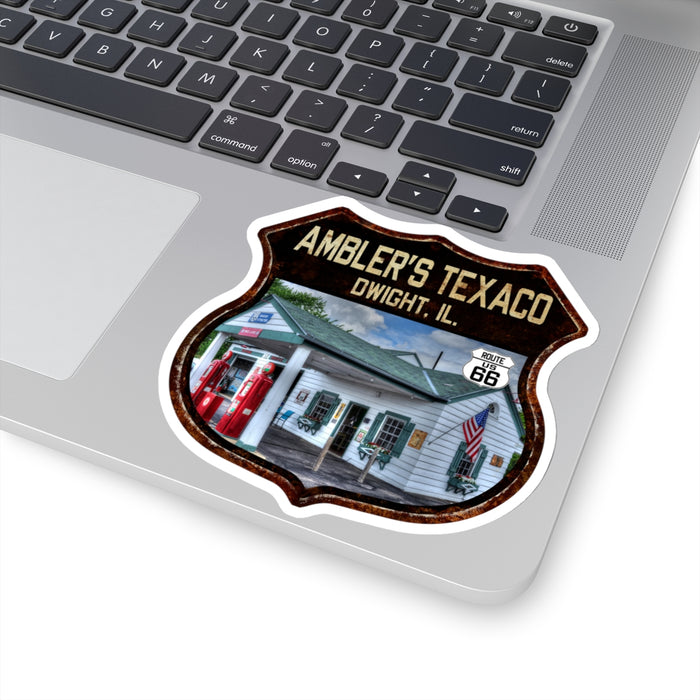 Sticker Ambler's Service Station Route 66 Shield Illinois Kiss-Cut Stickers