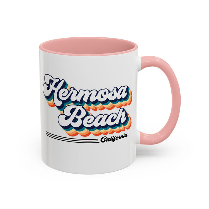 Coffee Mug, Hermosa Beach Retro 80s Vibe Big Text, Tea Cup, Hot Chocolate Mug, Unique Gift for Beach Lovers, Birthday Gift for Coffee