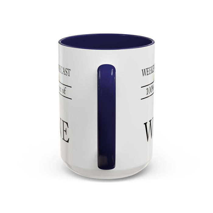 Copy of Funny Wine Lover Mug, 100% Chance of Wine in the Forecast, Gift for Wine Enthusiast Accent Coffee Mug (11, 15oz) A0012