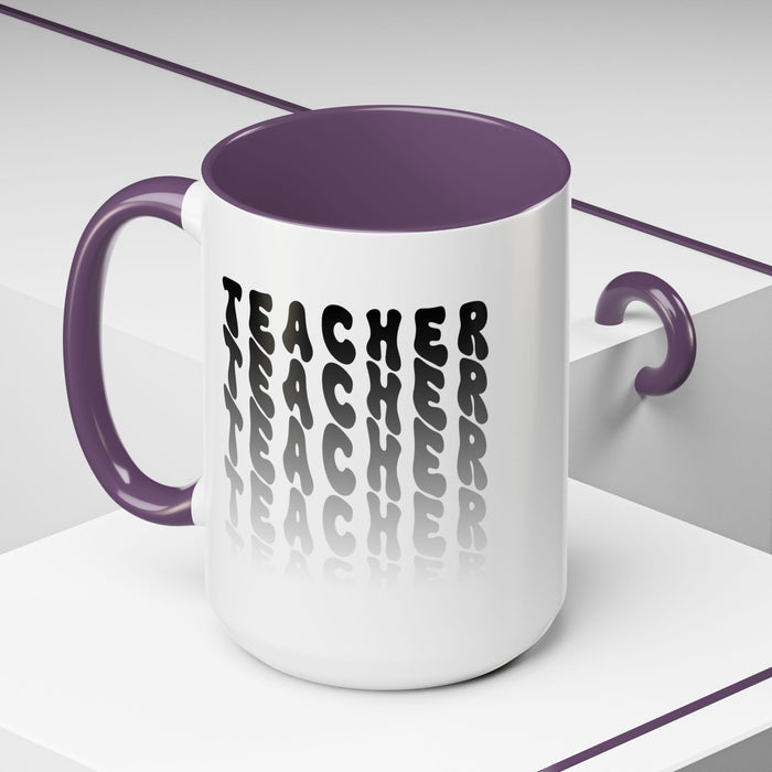 Mug -Teacher in Wavy Black Gradient Text, Gift for Teachers