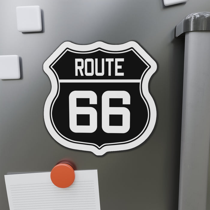 Die-Cut Magnet - Black and White Route 66 Shield