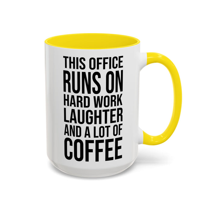 Office Coffee Mug, Runs on Coffee, Gift for him / her, Colleague Mug, Gift Idea for Office Workers, Office Mug, Colleague Gift Mug A0022-002 Accent Coffee Mug (11, 15oz)