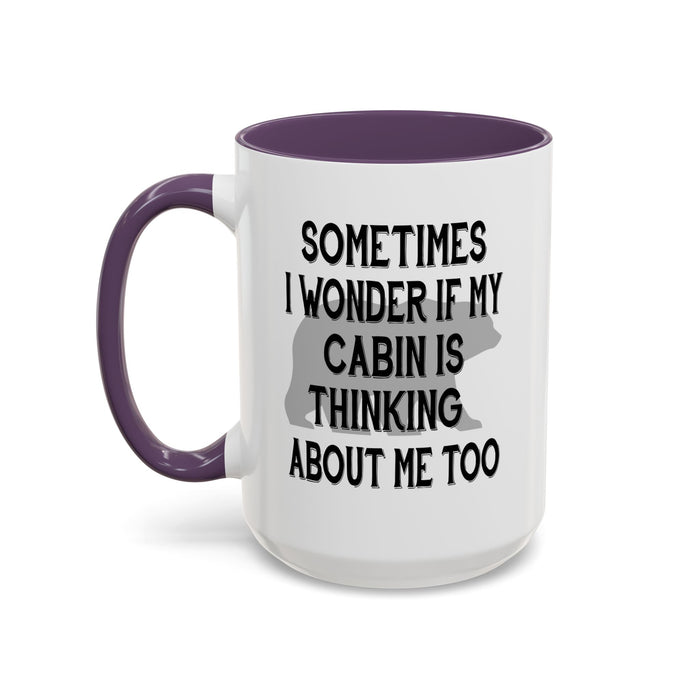 Coffee Mug, Cabin Thinking About Me, Bear Gift, Funny Tea Cup, Novelty Drinkware, Cute Bear Mug, Country Bear Cabin Cup, Gift