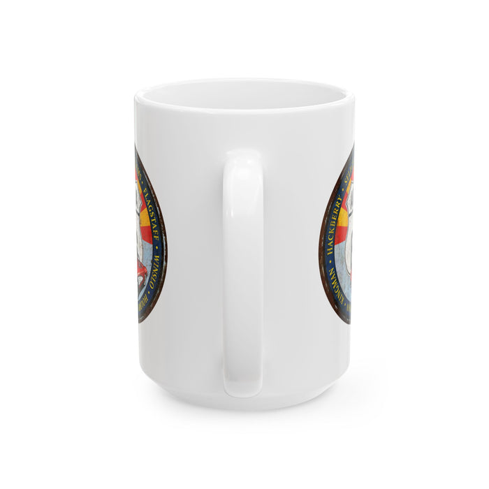 Retro Arizona Route 66 Sign Coffee Mug - Vintage Round Style Ceramic Mug, (11oz, 15oz)