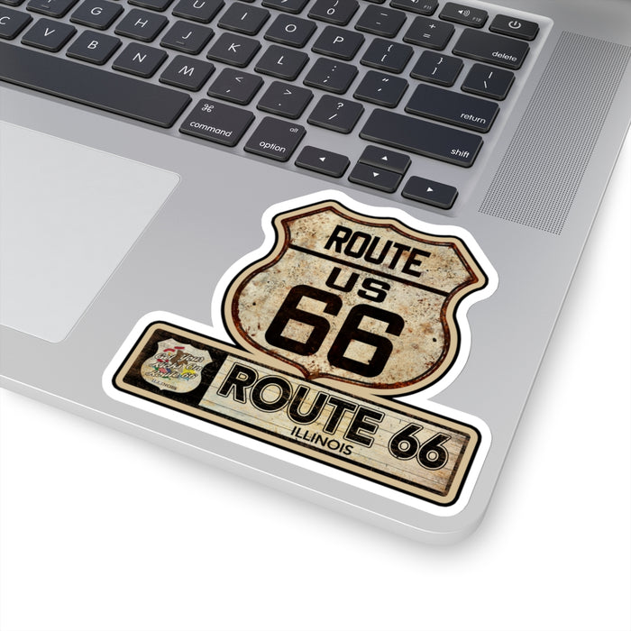 Vintage Illinois Route 66 Shield Sticker - Travel Souvenir Kiss-Cut Stickers