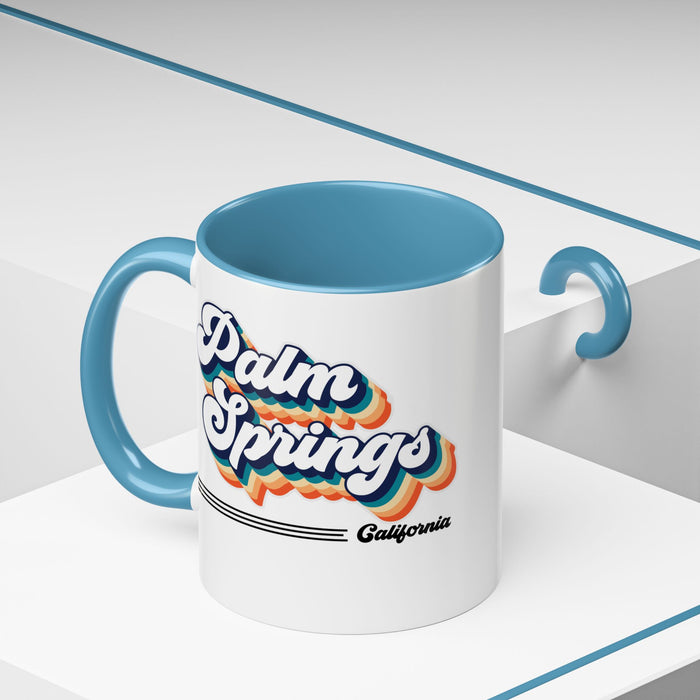 Coffee Mug, Palm Springs Retro 80s Vibe Big Text, Tea Cup, Hot Chocolate Mug, Unique Gift for Palm Spring Lovers, Birthday Gift for Coffee
