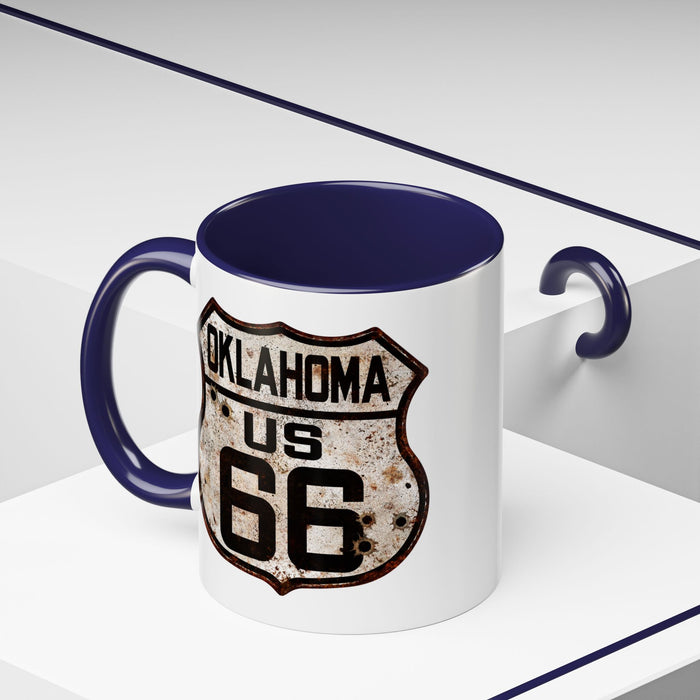 Mug Vintage Rusty Route 66 Highway Shield Oklahoma Route 66 Gift 11oz, 15oz