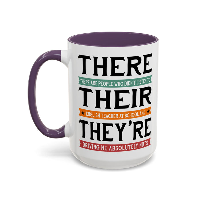 Funny English Teacher Mug Gift, English Coffee Cup, Gift for Grammar Teacher, High School Classroom, Teacher Gift From Student A0017-003 Accent Coffee Mug (11, 15oz)