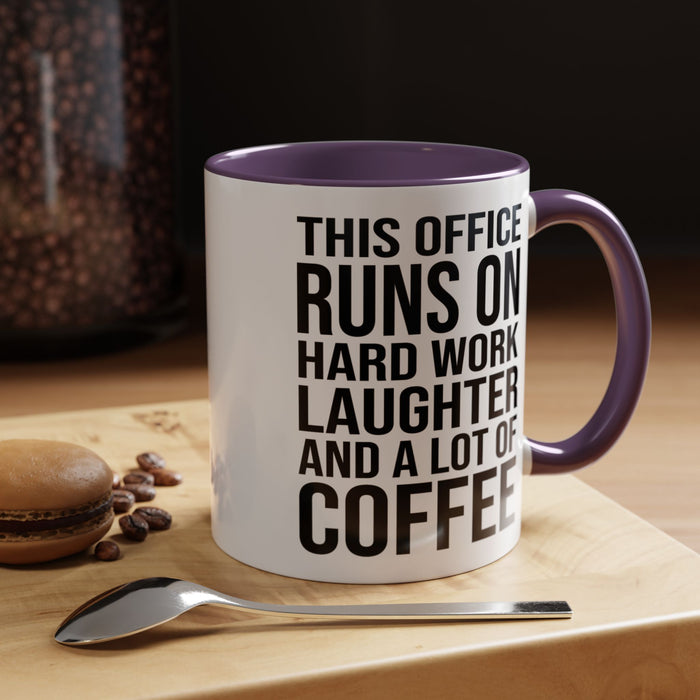 Office Coffee Mug, Runs on Coffee, Gift for him / her, Colleague Mug, Gift Idea for Office Workers, Office Mug, Colleague Gift Mug A0022-002 Accent Coffee Mug (11, 15oz)