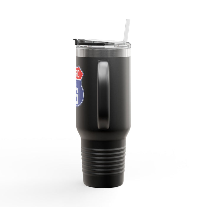 Route 66 Shield Insulated Travel Mug - Patriotic Red White Blue Decor Insulated Travel Mug, 40oz