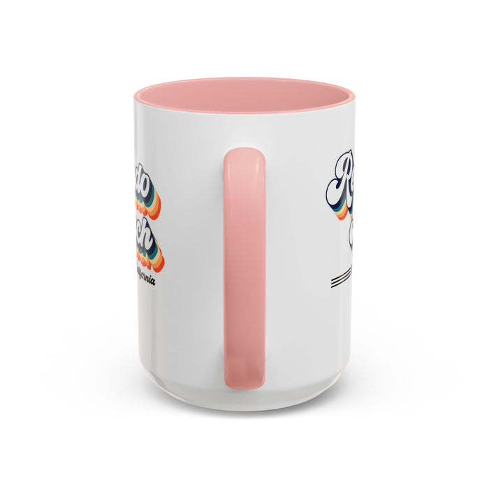 Coffee Mug, Redondo Beach Retro 80s Vibe Big Text, Tea Cup, Hot Chocolate Mug, Unique Gift for Beach Lovers, Birthday Gift for Coffee