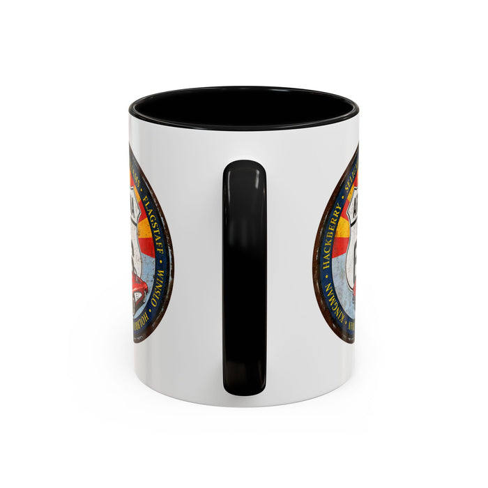 Retro Arizona Route 66 Sign Coffee Mug - Vintage Round Style Mug (11, 15oz)