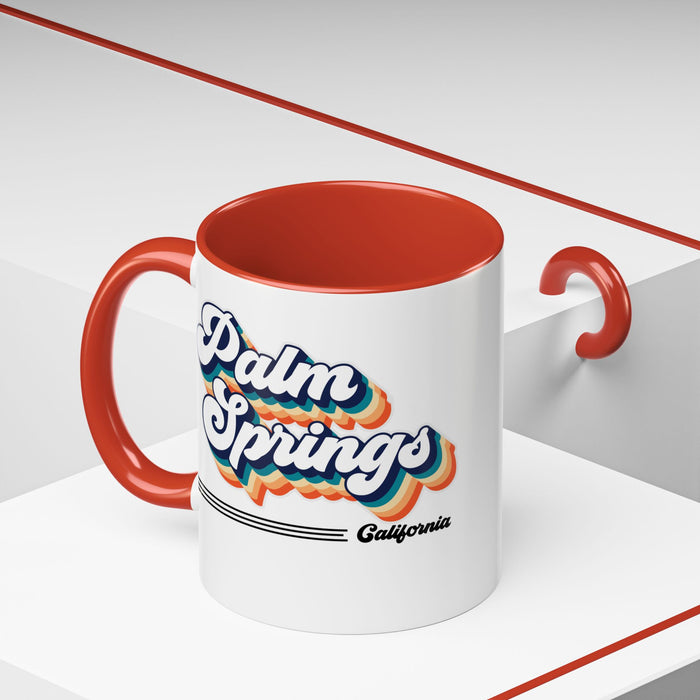 Coffee Mug, Palm Springs Retro 80s Vibe Big Text, Tea Cup, Hot Chocolate Mug, Unique Gift for Palm Spring Lovers, Birthday Gift for Coffee