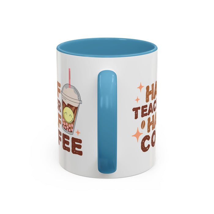 Funny Teacher Mug - Half Teacher Half Coffee Ceramic Cup Accent Coffee Mug (11, 15oz)