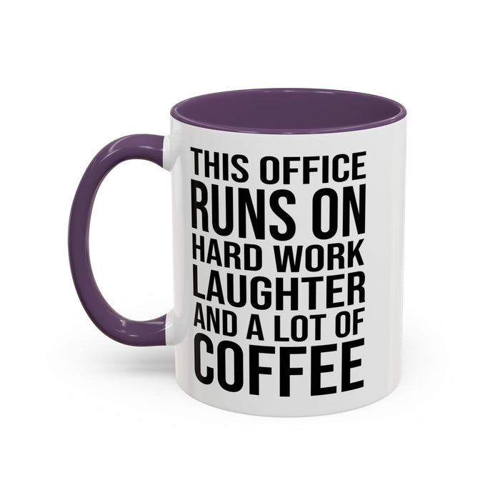 Office Coffee Mug, Runs on Coffee, Gift for him / her, Colleague Mug, Gift Idea for Office Workers, Office Mug, Colleague Gift Mug A0022-002 Accent Coffee Mug (11, 15oz)