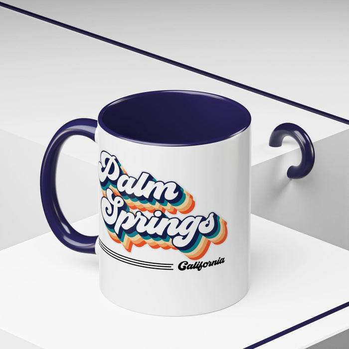 Coffee Mug, Palm Springs Retro 80s Vibe Big Text, Tea Cup, Hot Chocolate Mug, Unique Gift for Palm Spring Lovers, Birthday Gift for Coffee