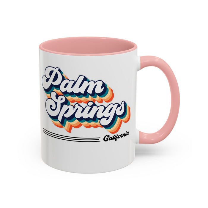 Coffee Mug, Palm Springs Retro 80s Vibe Big Text, Tea Cup, Hot Chocolate Mug, Unique Gift for Palm Spring Lovers, Birthday Gift for Coffee