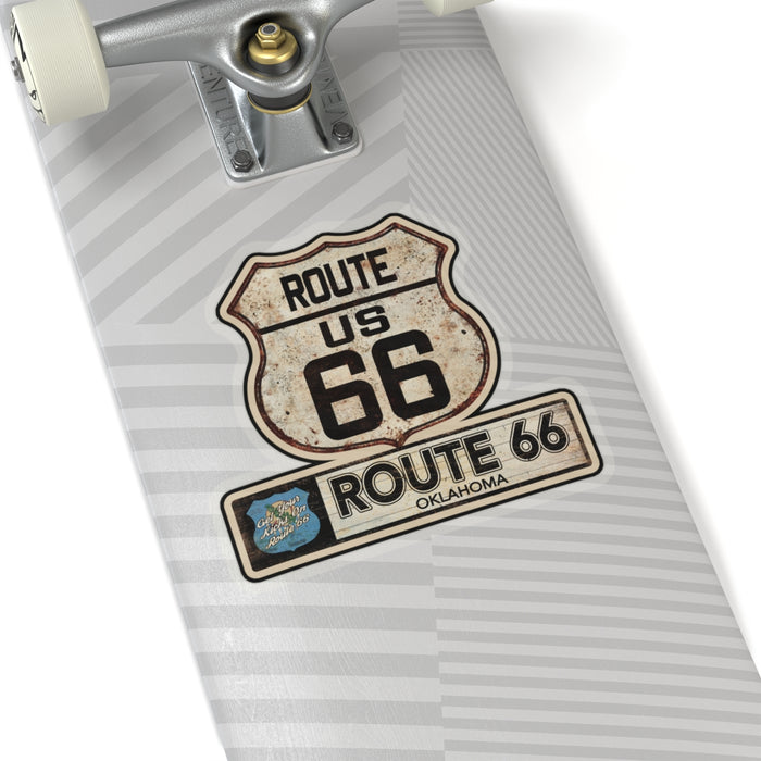 Vintage Oklahoma Route 66 Shield Sticker - Travel Souvenir Kiss-Cut Stickers