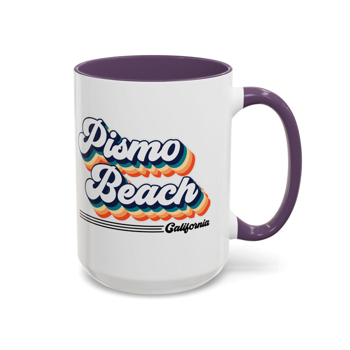 Coffee Mug, Pismo Beach Retro 80s Vibe Big Text, Tea Cup, Hot Chocolate Mug, Unique Gift for Beach Lovers, Birthday Gift for Coffee