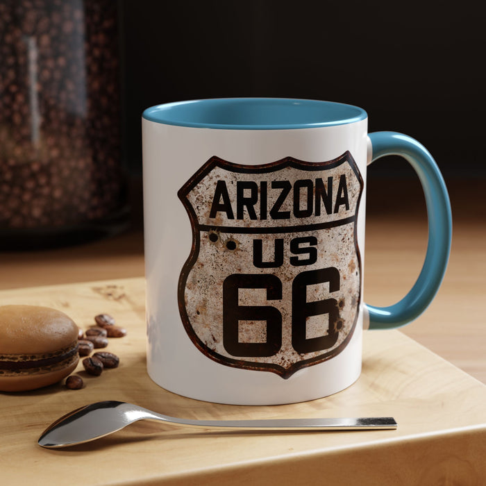 Mug Vintage Rusty Route 66 Highway Shield Arizona 11oz, 15oz