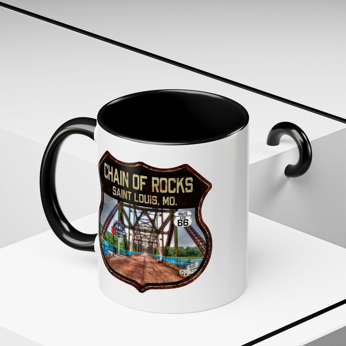 Mug Chain of Rocks Bridge Route 66 Shield Illinois 11oz