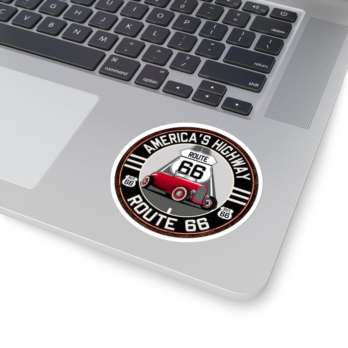 Sticker Vintage America's Highway Route 66 Round Kiss-Cut Stickers