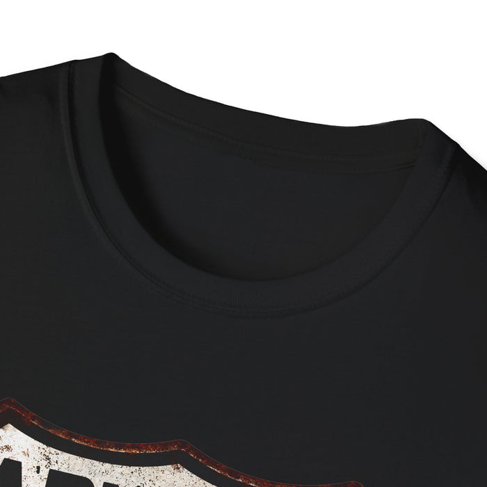 Vintage Arizona Route 66 Tee, Rusty Look with Bullet Holes on Route 66 Shield Unisex Softstyle T-Shirt