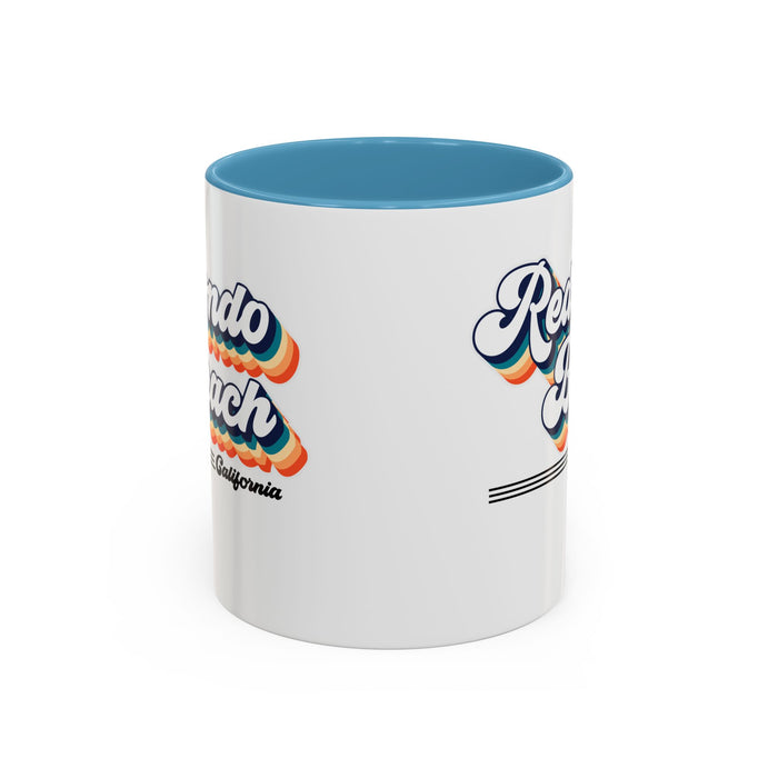 Coffee Mug, Redondo Beach Retro 80s Vibe Big Text, Tea Cup, Hot Chocolate Mug, Unique Gift for Beach Lovers, Birthday Gift for Coffee